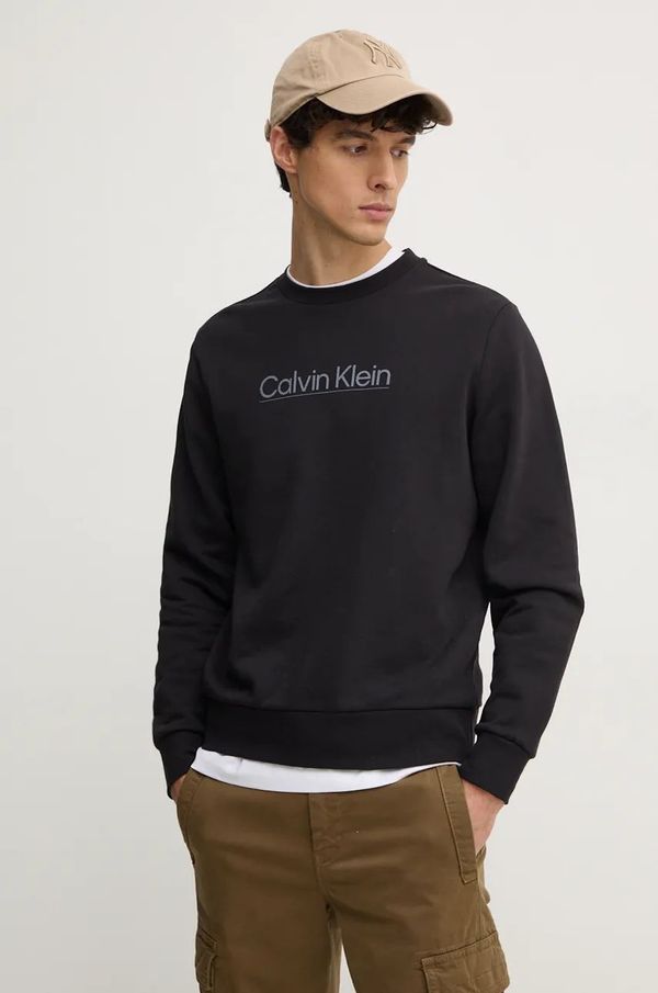 Calvin Klein Pamučna dukserica Calvin Klein za muškarce, boja: crna, s aplikacijom, K10K113573