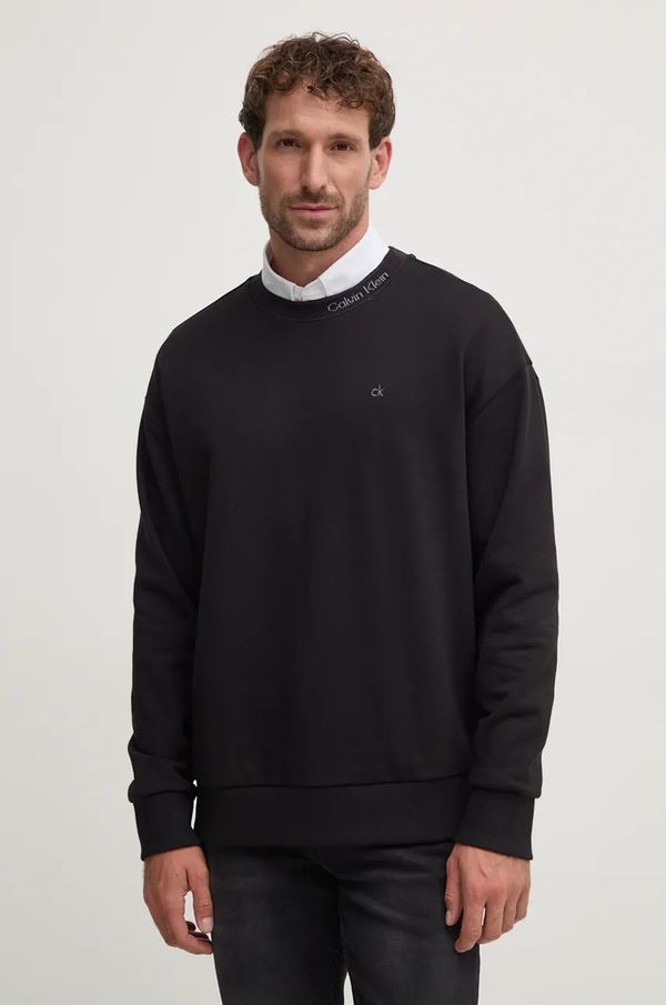 Calvin Klein Pamučna dukserica Calvin Klein za muškarce, boja: crna, s aplikacijom, K10K114092