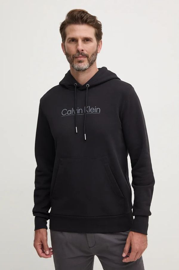 Calvin Klein Pamučna dukserica Calvin Klein za muškarce, boja: crna, s kapuljačom, s tiskom, K10K113576