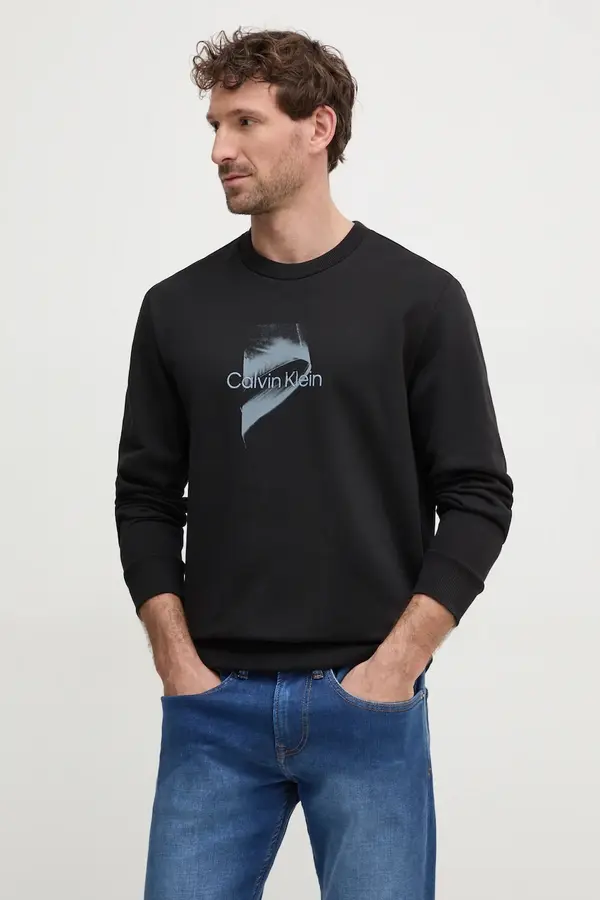 Calvin Klein Pamučna dukserica Calvin Klein za muškarce, boja: crna, s tiskom, K10K114351