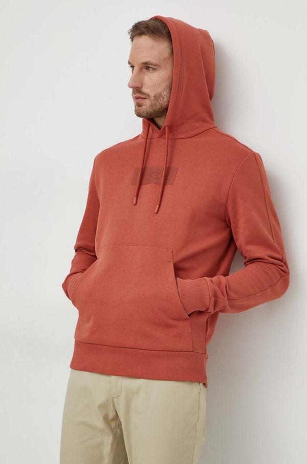 Calvin Klein Pamučna dukserica Calvin Klein za muškarce, boja: narančasta, s kapuljačom, s aplikacijom, K10K112250