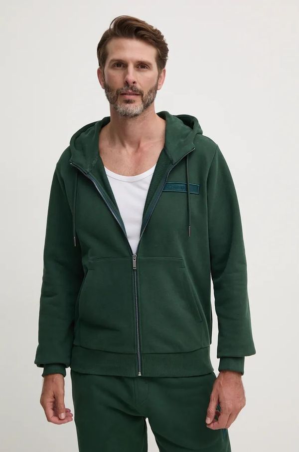 Calvin Klein Pamučna dukserica Calvin Klein za muškarce, boja: zelena, s kapuljačom, s aplikacijom, K10K113562