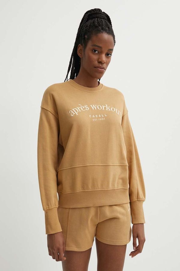 Casall Pamučna dukserica Casall za žene, boja: smeđa, s aplikacijom