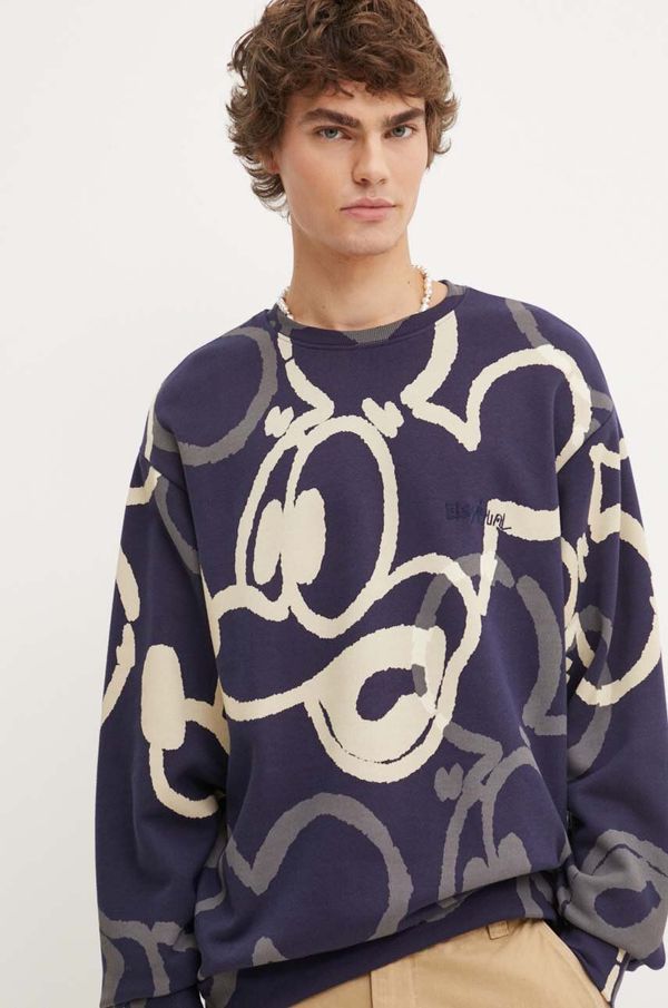 Desigual Pamučna dukserica Desigual OHIO x Disney za muškarce, boja: tamno plava, s uzorkom, 24WMSK17