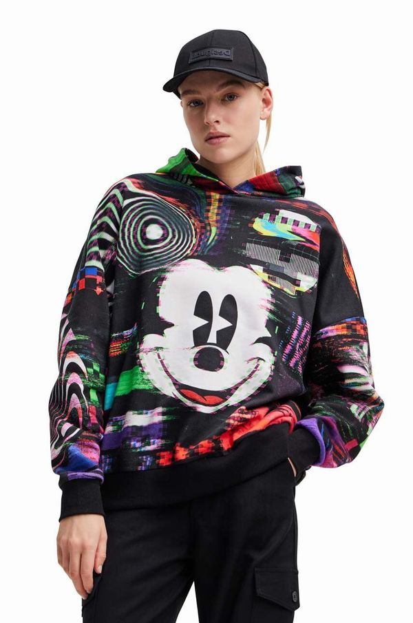Desigual Pamučna dukserica Desigual x Disney za žene, boja: crna, s uzorkom