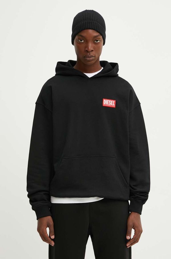 Diesel Pamučna dukserica Diesel S-BOXT-HOOD-LAB za muškarce, boja: crna, s kapuljačom, s aplikacijom, A14949.0ILAC