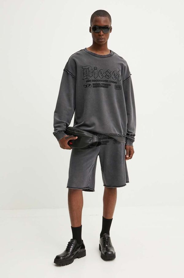 Diesel Pamučna dukserica Diesel S-BOXT-RAW za muškarce, boja: siva, s aplikacijom, A14013.0KMAG