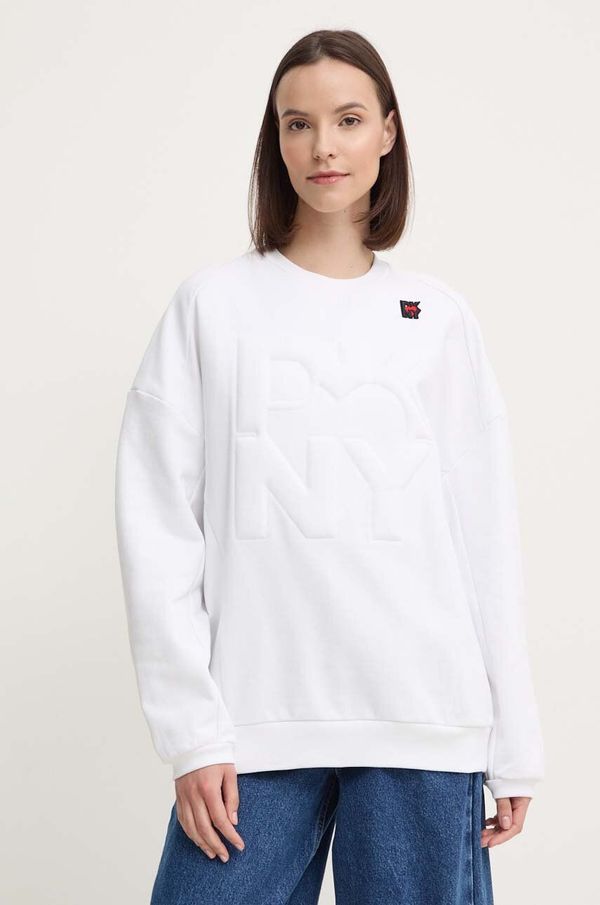 DKNY Pamučna dukserica Dkny HEART OF NY za žene, boja: bijela, bez uzorka, D2B4A138