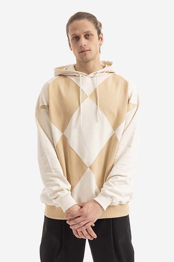 Drôle de Monsieur Pamučna dukserica Drôle de Monsieur Le Hoodie Argyle za muškarce, boja: bež, s kapuljačom, s uzorkom, HO103.BEIGE-BEIGE
