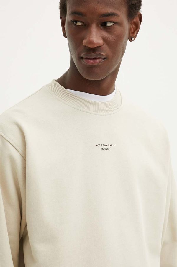 Drôle de Monsieur Pamučna dukserica Drôle de Monsieur za muškarce, boja: bež, s tiskom, PERM.SW148.CO127 Le Sweatshirt Slogan Cl