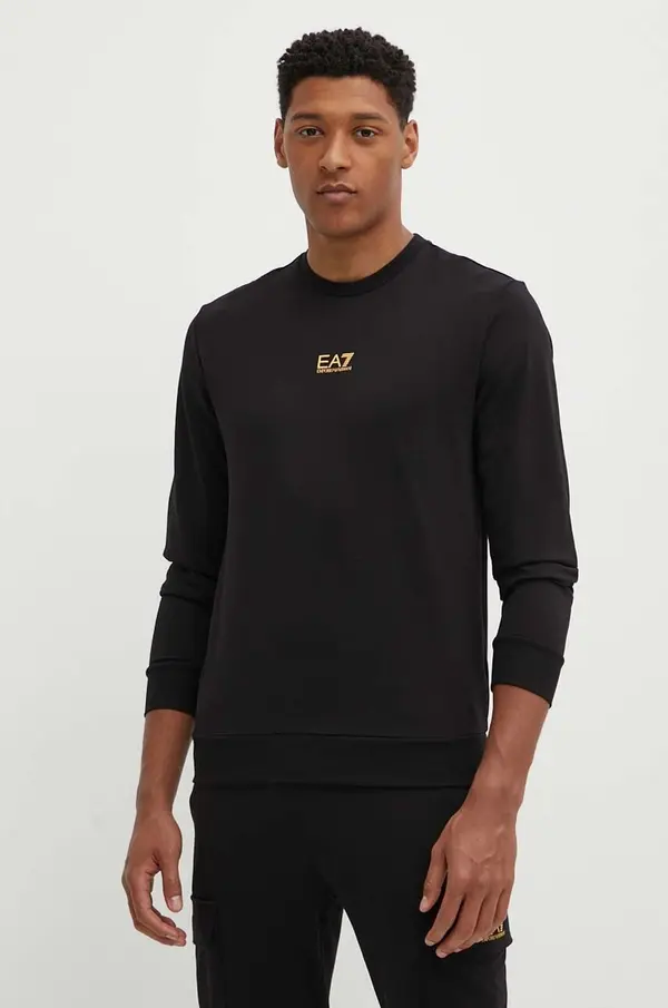 EA7 Emporio Armani Pamučna dukserica EA7 Emporio Armani za muškarce, boja: crna, s tiskom, PJVRZ.8NPM30