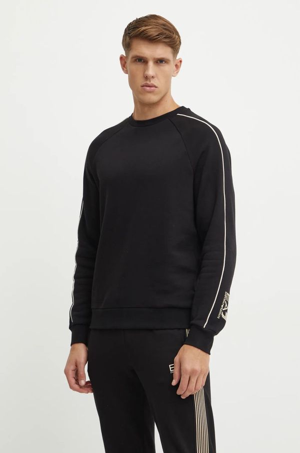 EA7 Emporio Armani Pamučna dukserica EA7 Emporio Armani za muškarce, boja: crna, s tiskom, PJZJZ.6DPM20