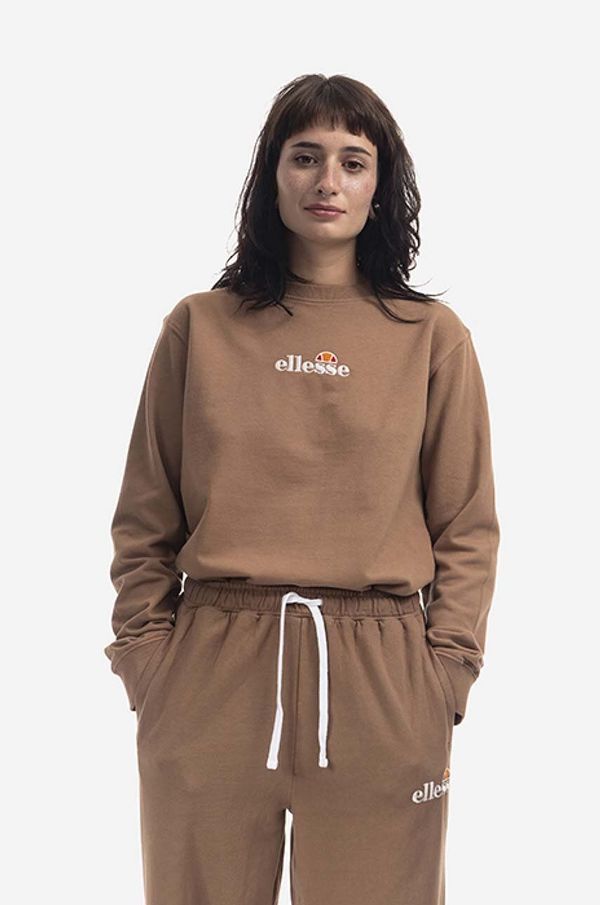 Ellesse Pamučna dukserica Ellesse Sappan Sweatshirt za žene, boja: smeđa, s tiskom, SGM13149-BROWN