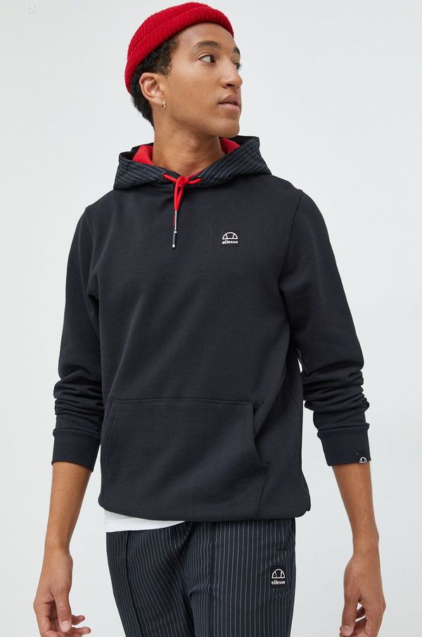 Ellesse Pamučna dukserica Ellesse X Leonardo Servadio za muškarce, boja: crna, s kapuljačom, s aplikacijom