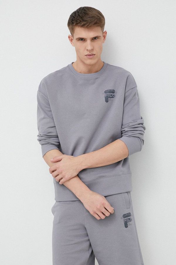 Fila Pamučna dukserica Fila za muškarce, boja: siva, glatka