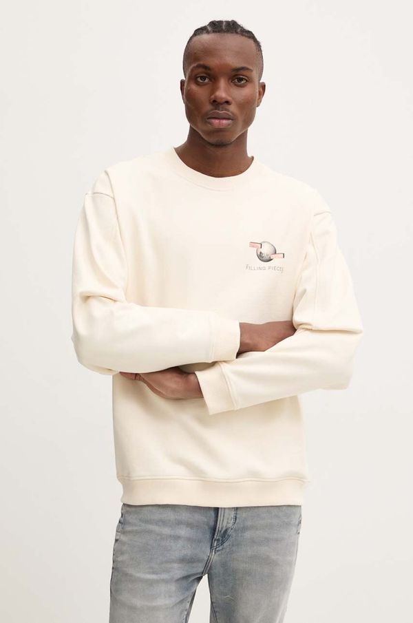 Filling Pieces Pamučna dukserica Filling Pieces boja: bež, s tiskom, 74514089936