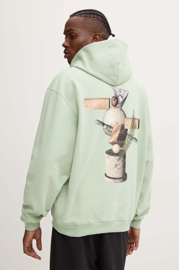 Filling Pieces Pamučna dukserica Filling Pieces boja: zelena, s kapuljačom, s tiskom, 80614086001