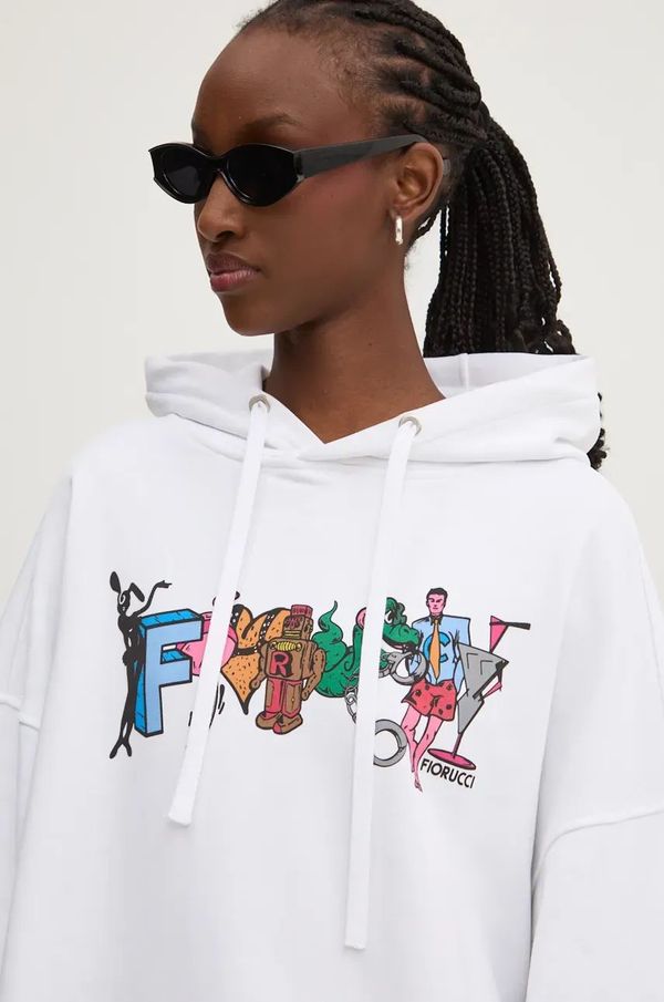 Fiorucci Pamučna dukserica Fiorucci boja: bijela, s kapuljačom, s tiskom, U01FMSHO092CJ05WH02