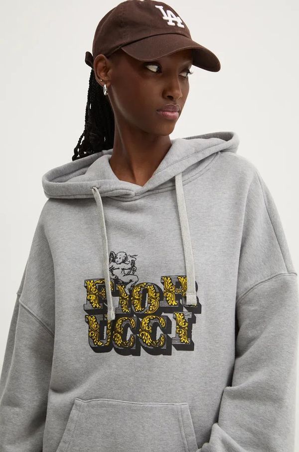Fiorucci Pamučna dukserica Fiorucci boja: siva, s kapuljačom, s tiskom, U01FMSHO092CJ05GY01