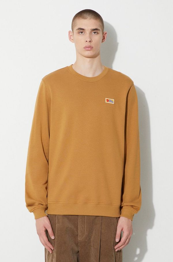 Fjallraven Pamučna dukserica Fjallraven Vardag za muškarce, boja: smeđa, bez uzorka, F87070.232