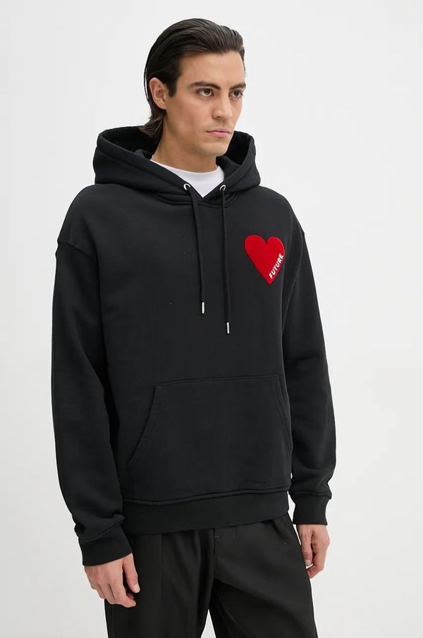 From Future Pamučna dukserica FROM FUTURE za muškarce, boja: crna, s kapuljačom, bez uzorka, MSW01121