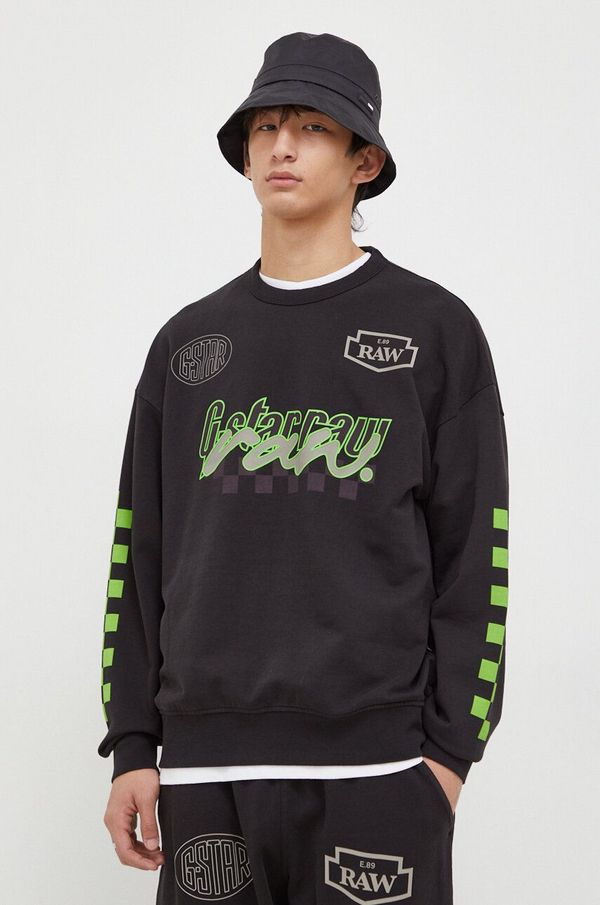 G-Star Raw Pamučna dukserica G-Star Raw za muškarce, boja: crna, s tiskom