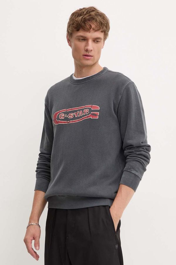 G-Star Raw Pamučna dukserica G-Star Raw za muškarce, boja: siva, s tiskom, D25101-D688