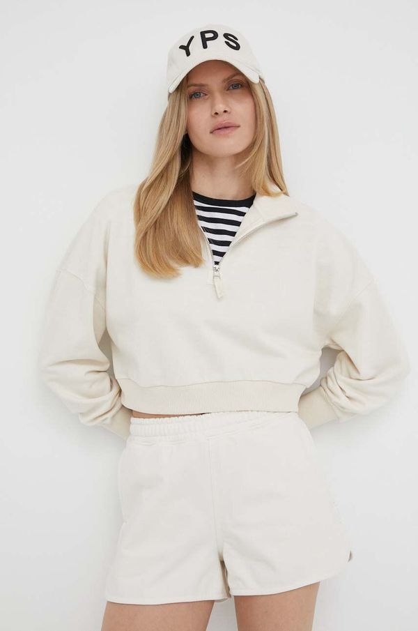 G-Star Raw Pamučna dukserica G-Star Raw za žene, boja: bež, glatka