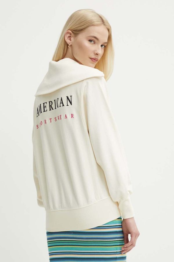 Gant Pamučna dukserica Gant za žene, boja: bež, s aplikacijom, 4203683