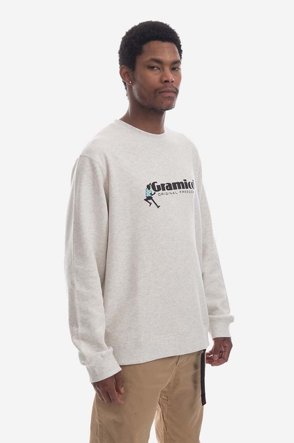 Gramicci Pamučna dukserica Gramicci za muškarce, boja: bež, s tiskom, G3SU.J060-ash