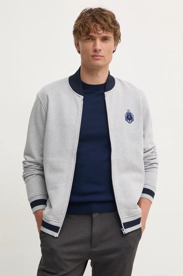 Hackett London Pamučna dukserica Hackett London za muškarce, boja: siva, melanž, HM581278