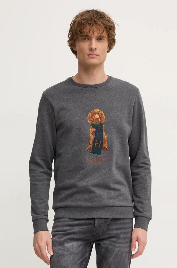 Hackett London Pamučna dukserica Hackett London za muškarce, boja: siva, s aplikacijom, HM581285