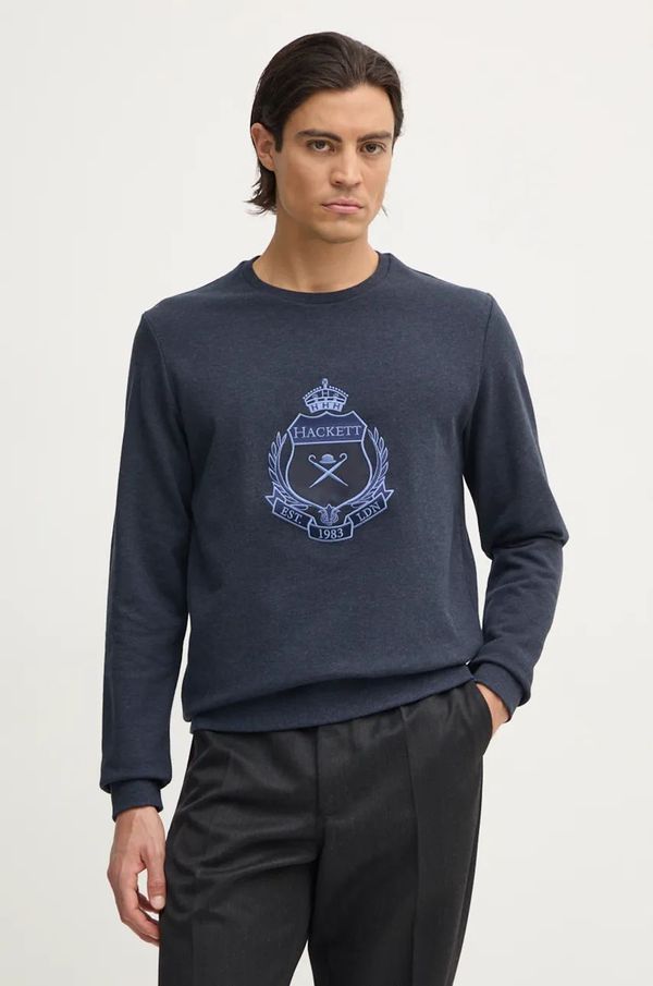 Hackett London Pamučna dukserica Hackett London za muškarce, boja: tamno plava, s aplikacijom, HM581280