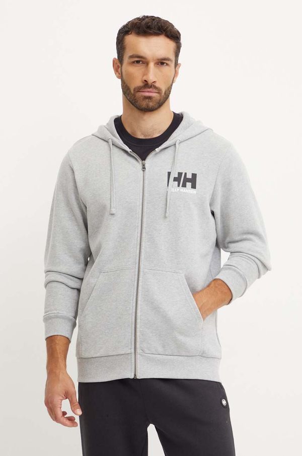 Helly Hansen Pamučna dukserica Helly Hansen HH LOGO za muškarce, boja: siva, s kapuljačom, s tiskom, 30393