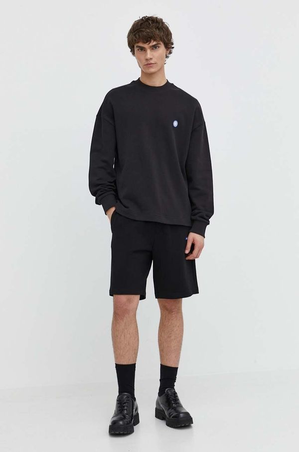 Hugo Blue Pamučna dukserica Hugo Blue za muškarce, boja: crna, s aplikacijom