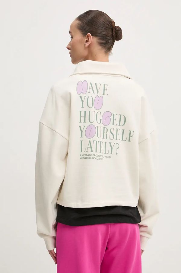 Hugo Blue Pamučna dukserica Hugo Blue za žene, boja: bijela, s uzorkom, 50527659