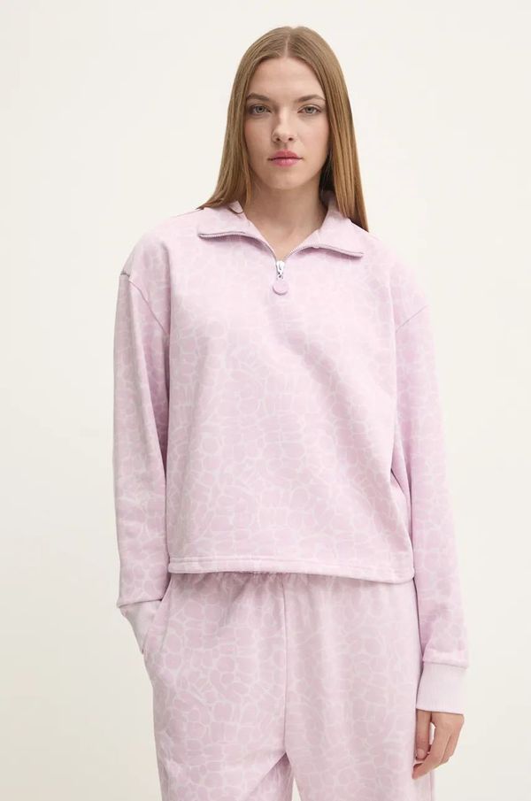 Hugo Blue Pamučna dukserica Hugo Blue za žene, boja: ljubičasta, s uzorkom, 50523232