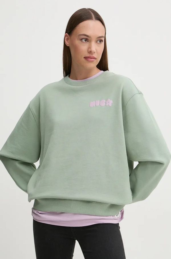 Hugo Blue Pamučna dukserica Hugo Blue za žene, boja: zelena, s tiskom, 50524824