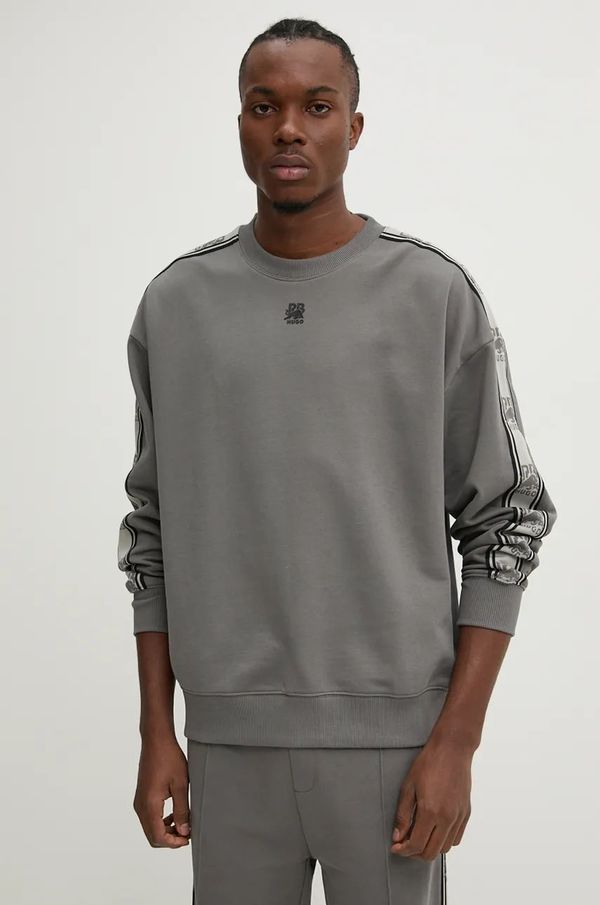 Hugo Pamučna dukserica HUGO x RACING BULLS za muškarce, boja: siva, s aplikacijom, 50530452