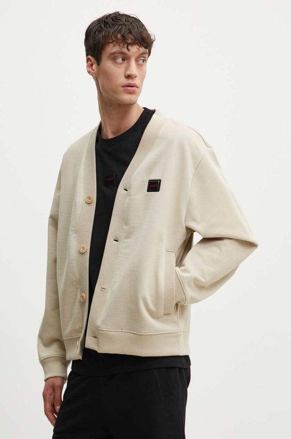 Hugo Pamučna dukserica HUGO za muškarce, boja: bež, bez uzorka, 50516705