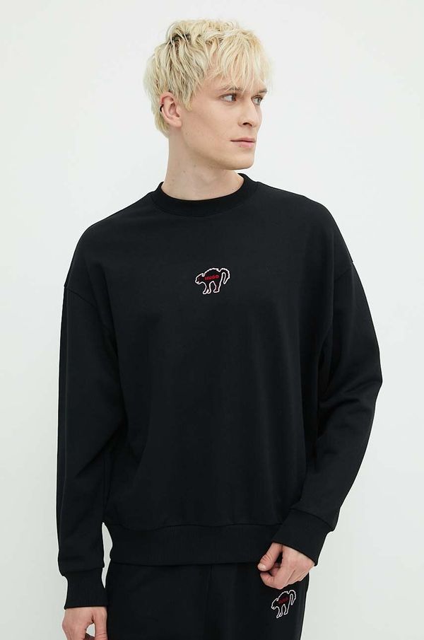 Hugo Pamučna dukserica HUGO za muškarce, boja: crna, s aplikacijom, 50518981