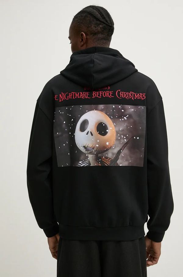 Hugo Pamučna dukserica HUGO za muškarce, boja: crna, s kapuljačom, s tiskom, 50537985