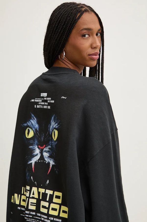 Hugo Pamučna dukserica HUGO za žene, boja: crna, s tiskom, 50525755