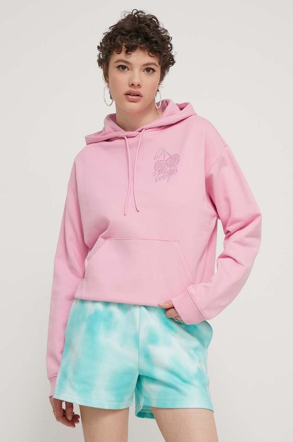 Hugo Pamučna dukserica HUGO za žene, boja: ružičasta, s kapuljačom, s aplikacijom, 50514080