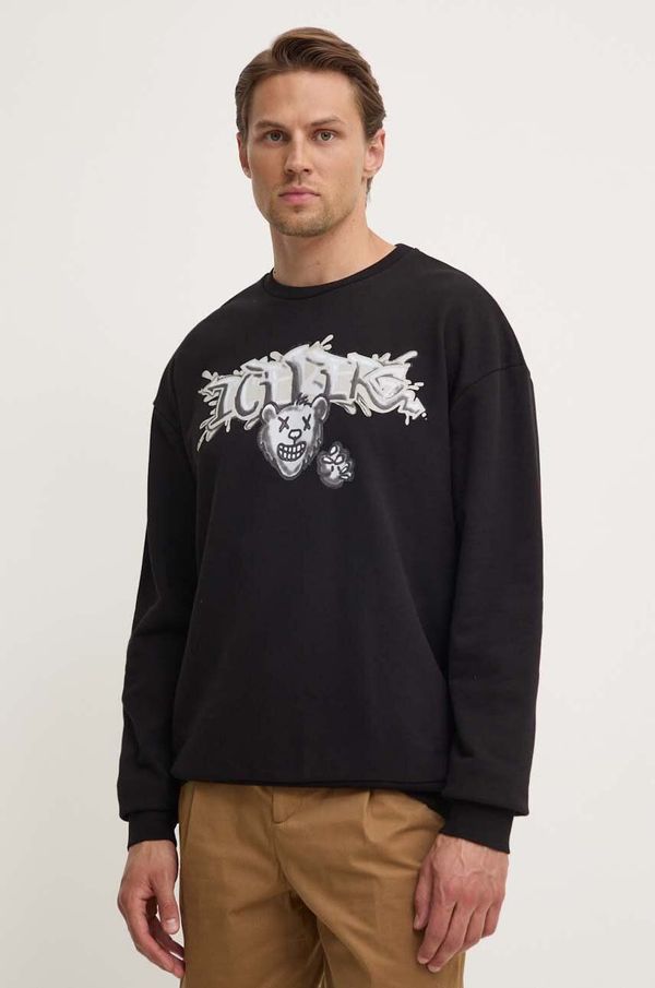 Iceberg Pamučna dukserica Iceberg za muškarce, boja: crna, s tiskom, E052 6341