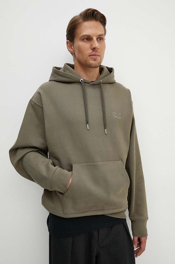 IRO Pamučna dukserica IRO za muškarce, boja: zelena, s kapuljačom, s aplikacijom, MP14BERTAM