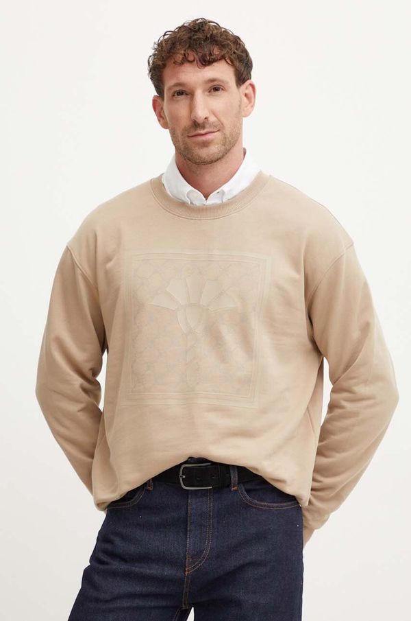 Joop! Pamučna dukserica Joop! za muškarce, boja: bež, s tiskom, 30042874