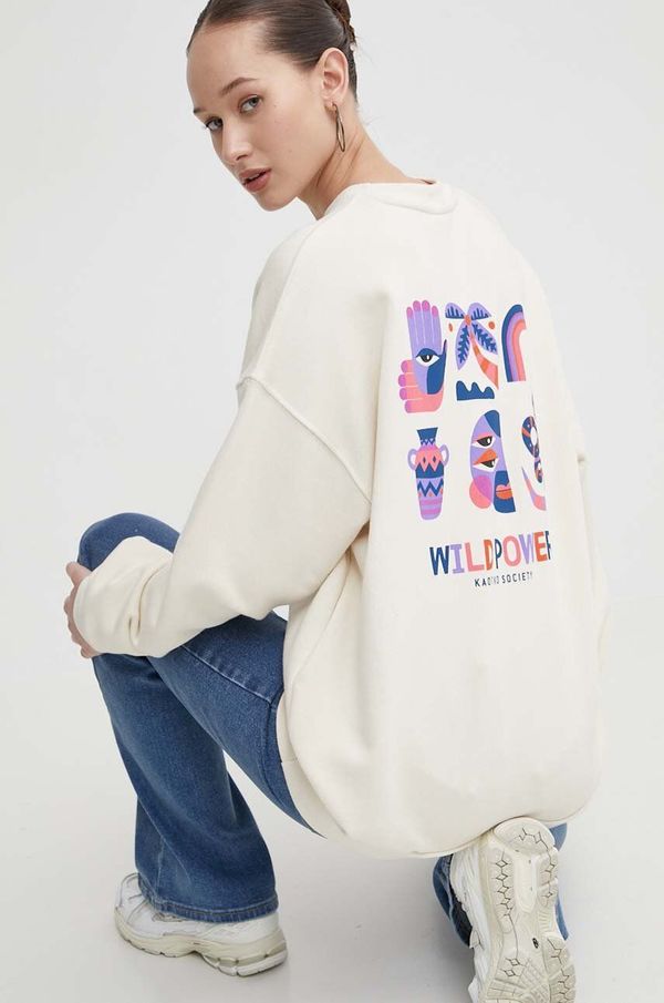 Kaotiko Pamučna dukserica Kaotiko boja: bež, s tiskom