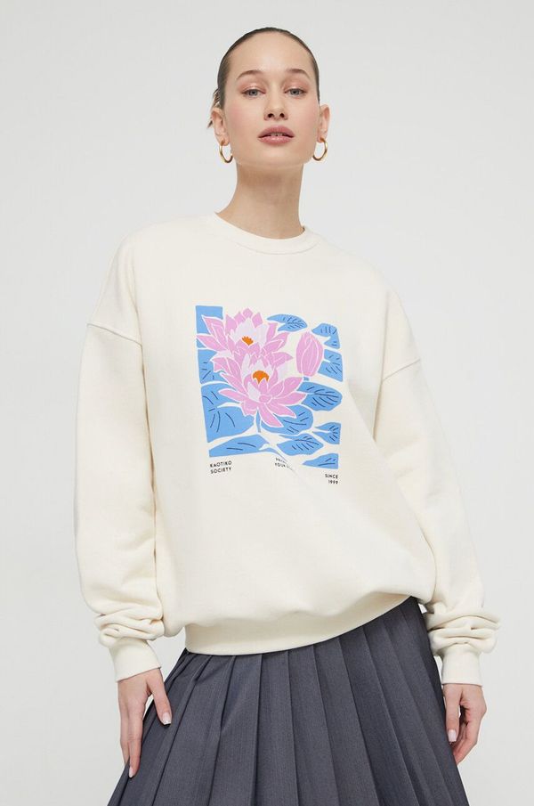 Kaotiko Pamučna dukserica Kaotiko boja: bež, s tiskom