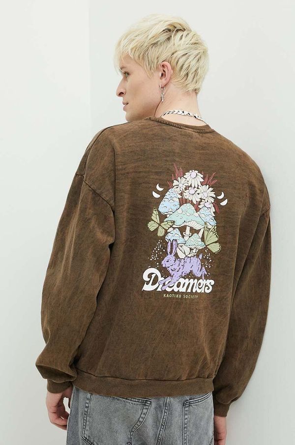 Kaotiko Pamučna dukserica Kaotiko boja: smeđa, s tiskom, AM019-01-G002